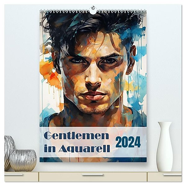 Gentlemen in Aquarell (hochwertiger Premium Wandkalender 2024 DIN A2 hoch), Kunstdruck in Hochglanz, Calvendo, Ally Bee