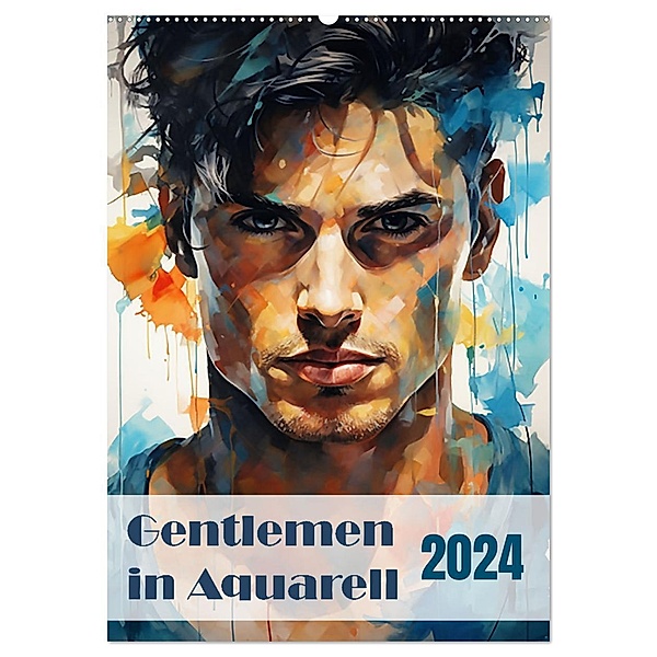 Gentlemen in Aquarell (Wandkalender 2024 DIN A2 hoch), CALVENDO Monatskalender, Calvendo, Ally Bee