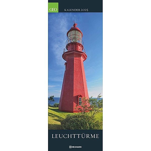 GEO Leuchttürme Wandkalender 2025 - Charismatischer Leuchtturmkalender, Vertikales Format 25x69 cm, mit Malerischen Leuchtturm-Motiven