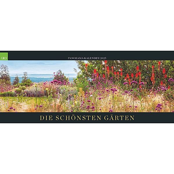 GEO - Panorama: Die schönsten Gärten 2025 Wandkalender - atemberaubenden Gartenlandschaften, extra breit 120x50 cm, mit exquisiten Gartenfotografien