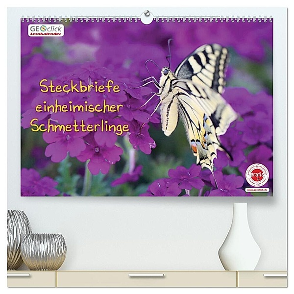 GEOclick Lernkalender: Steckbriefe einheimischer Schmetterlinge (hochwertiger Premium Wandkalender 2024 DIN A2 quer), Kunstdruck in Hochglanz, Klaus Feske