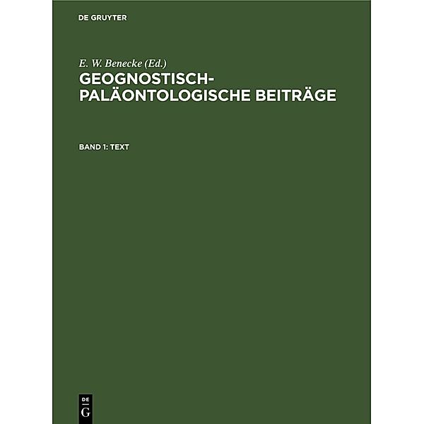 Geognostisch-Paläontologische Beiträge / Band 1 / Text