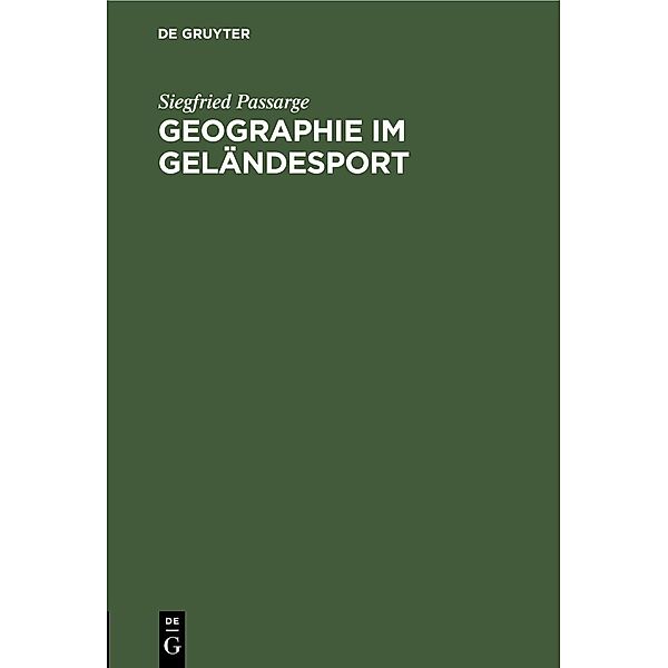 Geographie im Geländesport, Siegfried Passarge