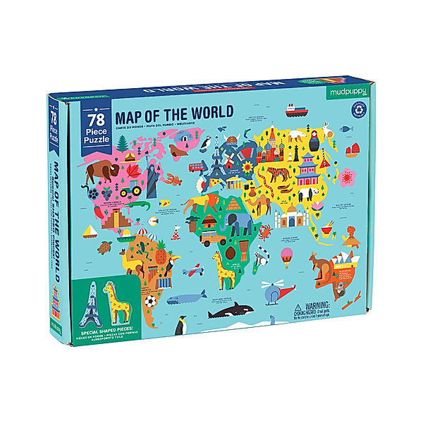 Mudpuppy Geographie-Puzzle MAP OF THE WORLD 78-teilig