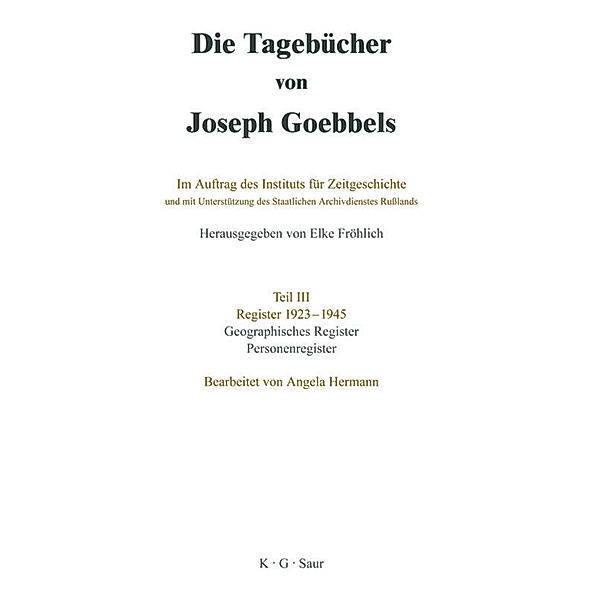 Geographisches Register und Personenregister, Joseph Goebbels