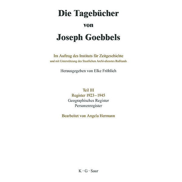 Geographisches Register und Personenregister, Joseph Goebbels