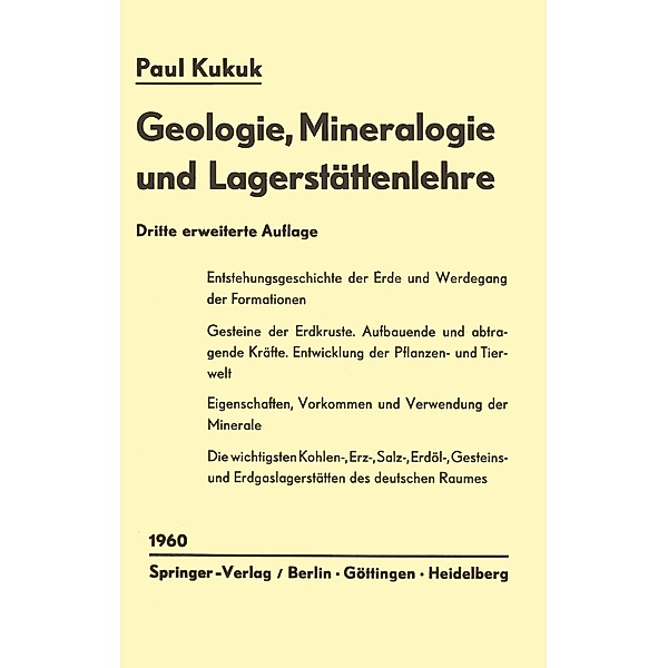 Geologie, Mineralogie und Lagerstättenlehre, Paul Kukuk