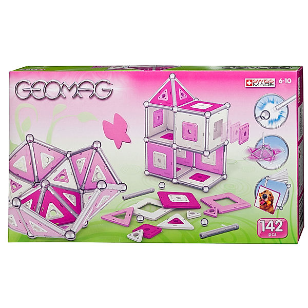 Beluga Geomag Panels Pink, Magnetbausteine, 142-teilig