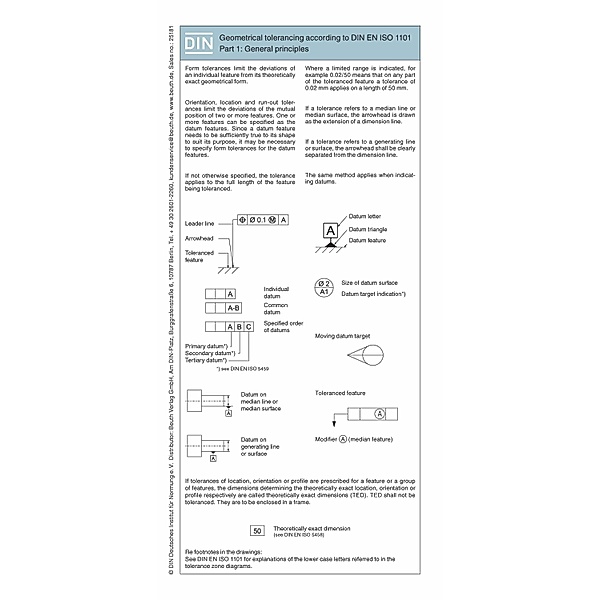 Geometrical tolerancing according to DIN EN ISO 1101 Part 1 and Part 2, Harry Bertschat