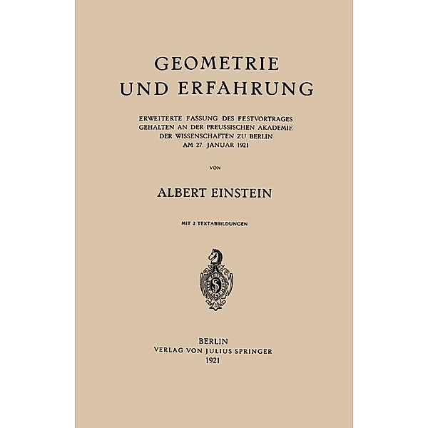 Geometrie und Erfahrung, Albert Einstein