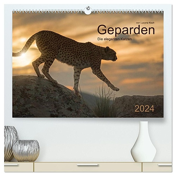 Geparden. Die eleganten Katzen. (hochwertiger Premium Wandkalender 2024 DIN A2 quer), Kunstdruck in Hochglanz, Lucyna Koch