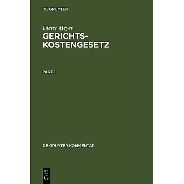 Gerichtskostengesetz / De Gruyter Kommentar, Dieter Meyer