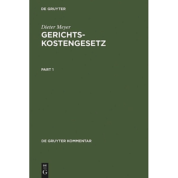 Gerichtskostengesetz, Kommentar, Dieter Meyer