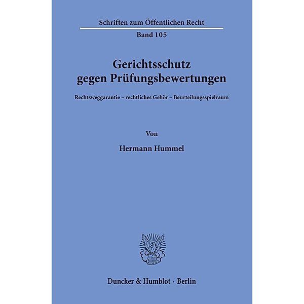 Gerichtsschutz gegen Prüfungsbewertungen., Hermann Hummel