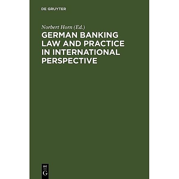 German Banking Law and Practice in International Perspective