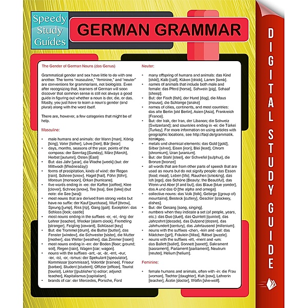German Grammar (Speedy Language Study Guides), Speedy Publishing
