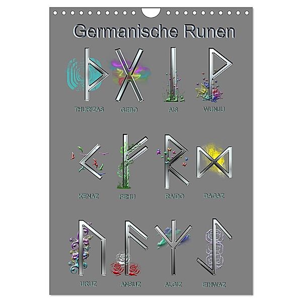 Germanische Runen (Wandkalender 2025 DIN A4 hoch), CALVENDO Monatskalender, Calvendo, Kornelia Kauss