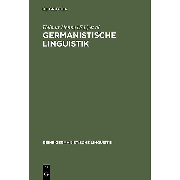Germanistische Linguistik / Reihe Germanistische Linguistik Bd.240