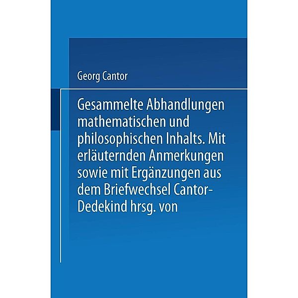 Gesammelte Abhandlungen, Georg Cantor, Ernst Zermelo