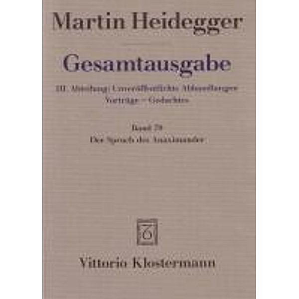 Gesamtausgabe: Bd.78 Der Spruch des Anaximander, Martin Heidegger