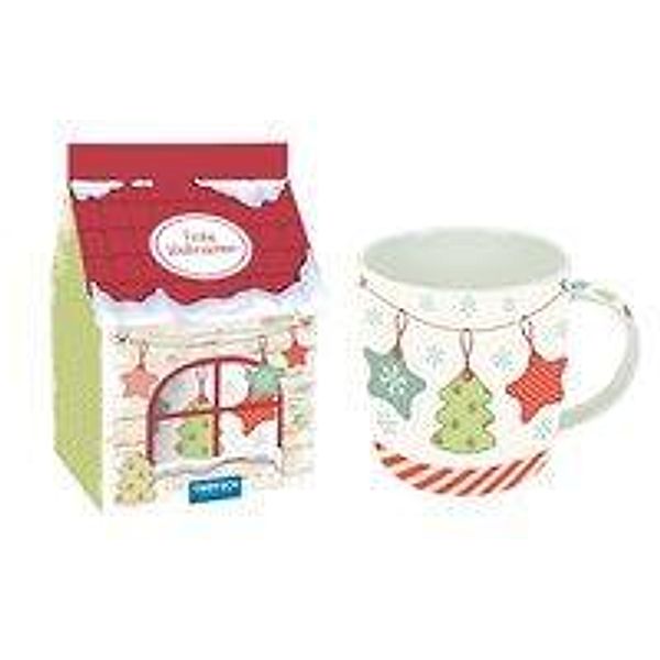 Geschenk-Tasse aus Porzellan Vintage-Weihnachten in hochwertiger Geschenkverpackung