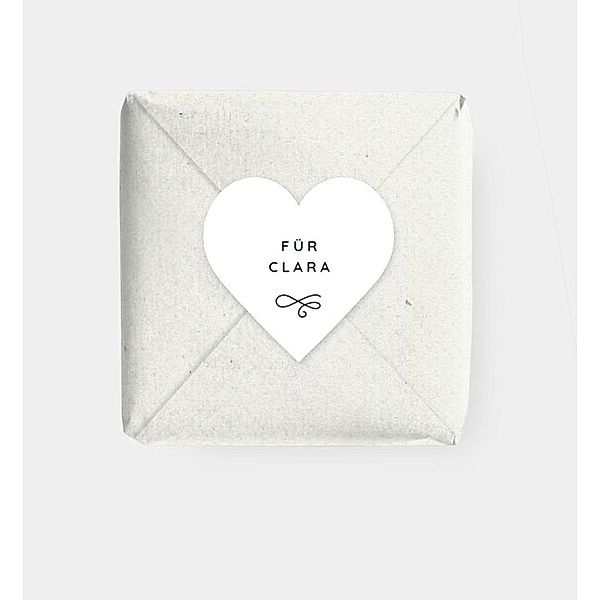 Geschenkaufkleber White Heart, Herz-Geschenkaufkleber (55 x 54mm)