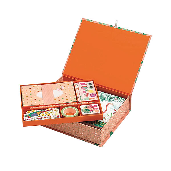 Djeco Geschenkbox MARIE mit Papeterie in orange/bunt