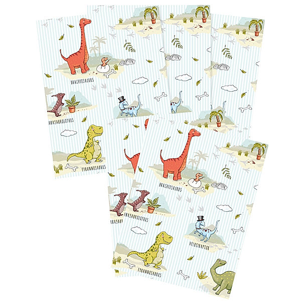 krima & isa Geschenkpapier DINOS (69x49 cm) 5er-Set in bunt