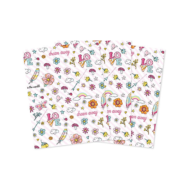 krima & isa Geschenkpapier FLOWERPOWER (67x49 cm) 3er-Set in bunt