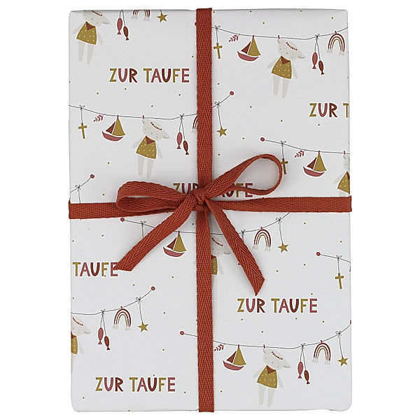 ava&yves Geschenkpapier LAMM - ZUR TAUFE in rot/ocker