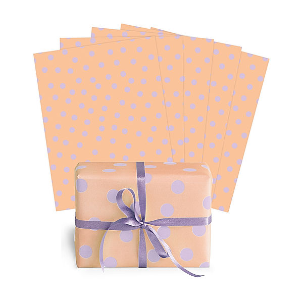 krima & isa Geschenkpapier PUNKTE (67x49cm) 5er-Set in peach/flieder