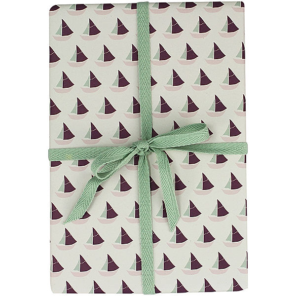 ava&yves Geschenkpapier SCHIFFCHEN 3er-Set in aubergine/rose