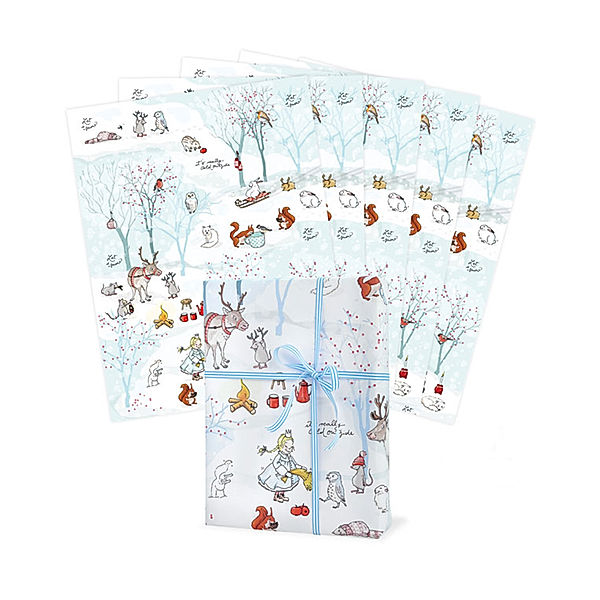 krima & isa Geschenkpapier SCHNEETIERE (67x49 cm) 3er-Set in bunt