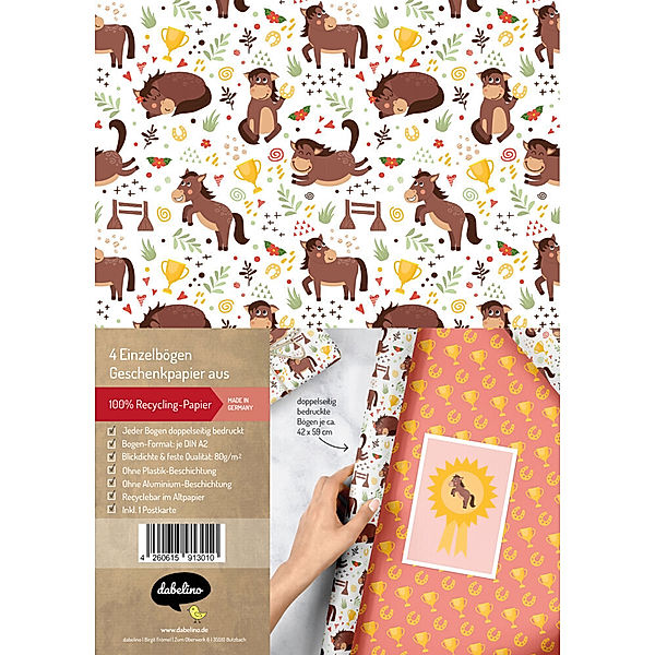 Geschenkpapier-Set für Kinder: Pferde / Reiten