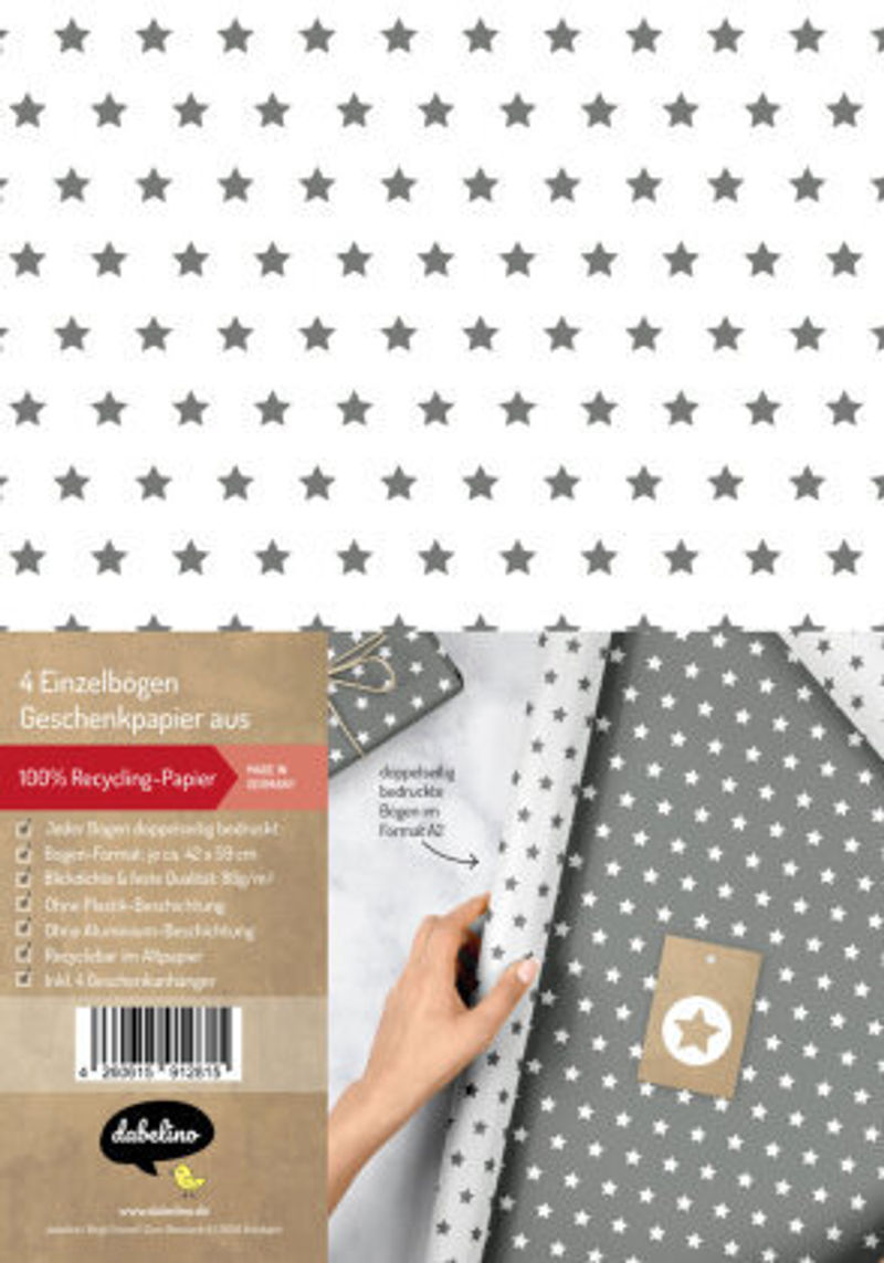 Geschenkpapier-Set Sterne grau weiß bestellen | Weltbild.de