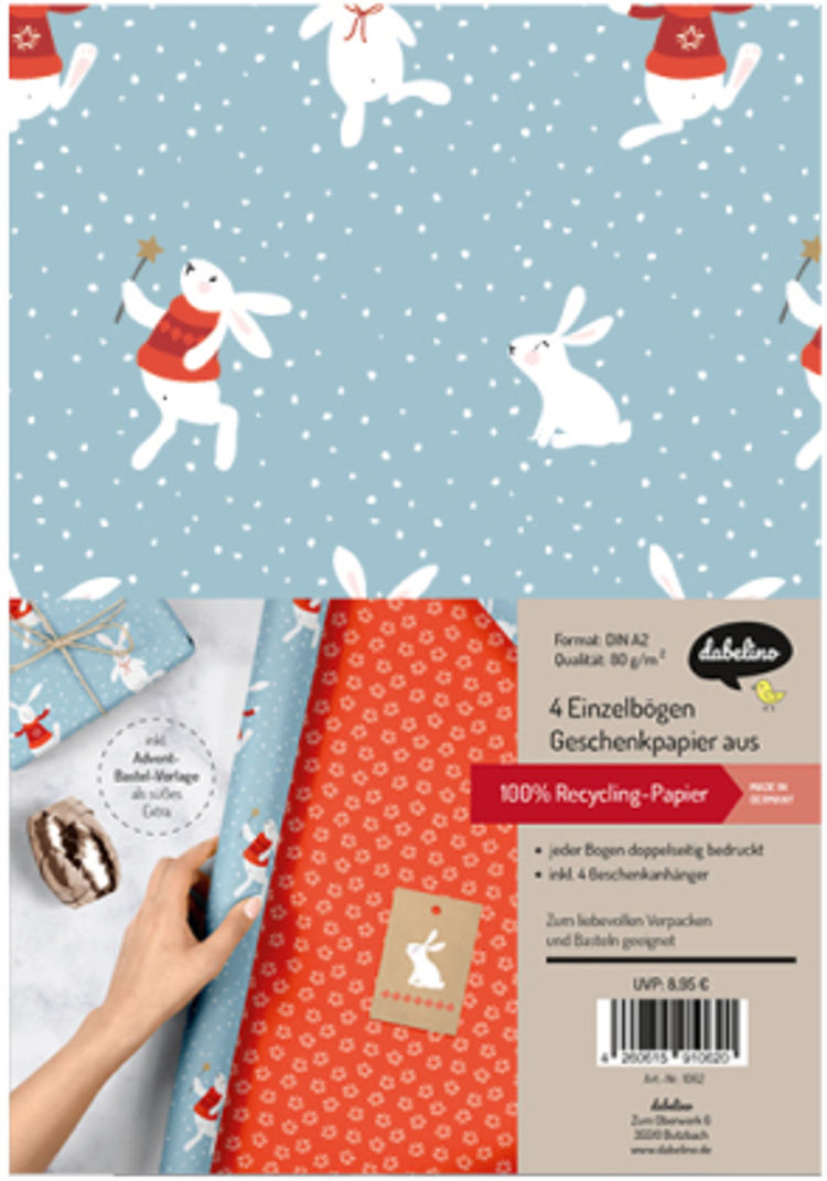Geschenkpapier Set Weihnachten: Schneehase für Kinder | Weltbild.at