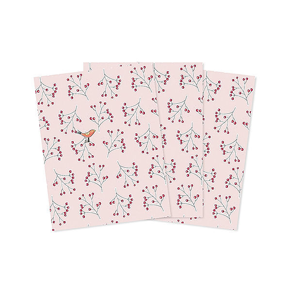 krima & isa Geschenkpapier WEIHNACHTSBEEREN (67x49 cm) 3er-Set in bunt