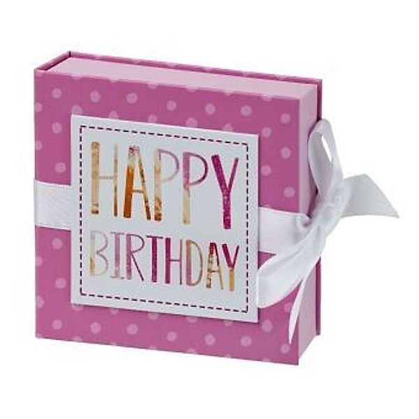 Geschenkschachtel mit Band 10 x 10 cm Happy Birthday