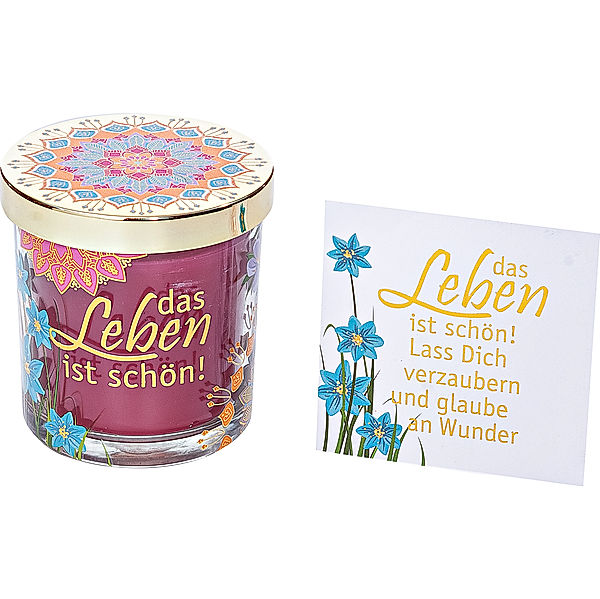 Geschenkset Duftkerze „Das Leben ist schön“ im Glas