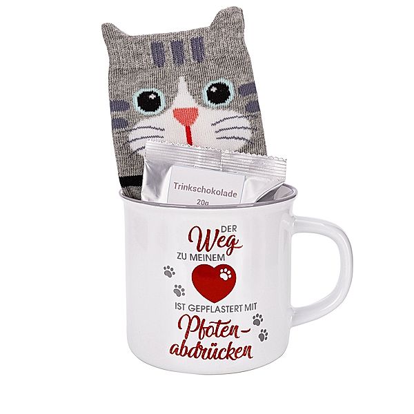 Geschenkset Katzenliebhaber mit Tasse & Socken