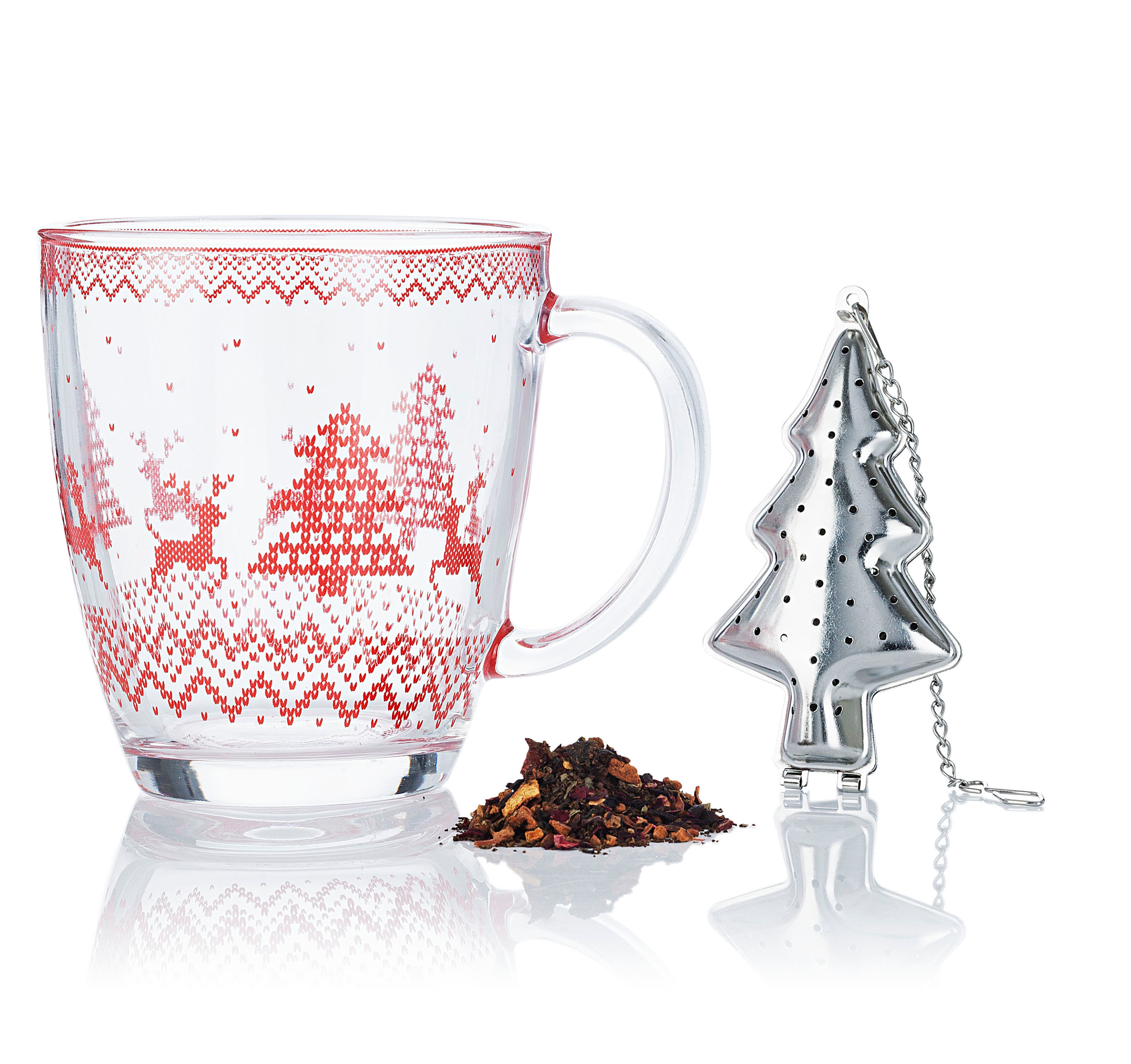 Geschenkset Norweger Tasse mit Tee-Ei in Weihnachtsbaum-Form und Schwarztee  lose | Weltbild.at