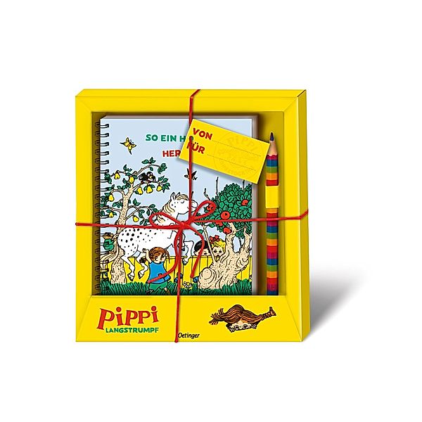 Oetinger Verlag Geschenkset PIPPI LANGSTRUMPF Notizbuch mit Buntstift, Astrid Lindgren