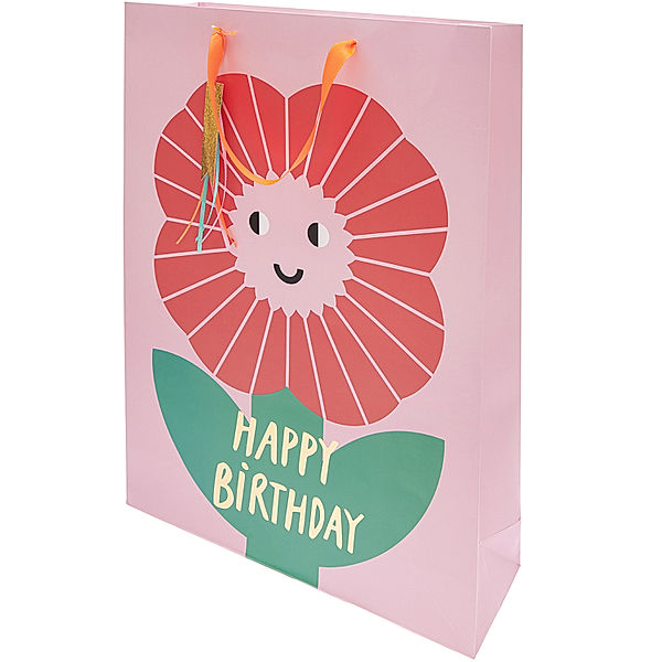 RICO DESIGN Geschenktüte HAPPY BIRTHDAY BLUME in rosa