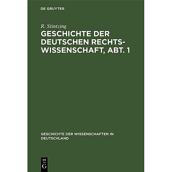 Geschichte der deutschen Rechtswissenschaft, Abt. 1 / Jahrbuch des Dokumentationsarchivs des österreichischen Widerstandes, R. Stintzing