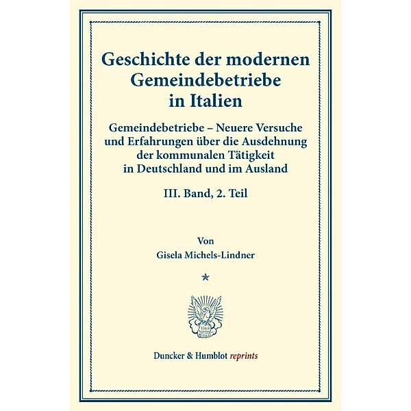 Geschichte der modernen Gemeindebetriebe in Italien., Gisela Michels-Lindner