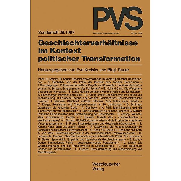 Geschlechterverhältnisse im Kontext politischer Transformation / Politische Vierteljahresschrift Sonderhefte Bd.28