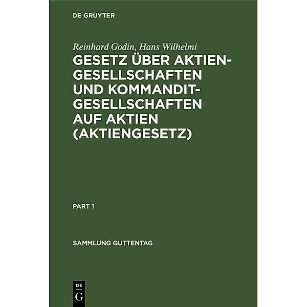 Gesetz über Aktiengesellschaften und Kommanditgesellschaften auf Aktien (Aktiengesetz) / Sammlung Guttentag, Reinhard Godin, Hans Wilhelmi