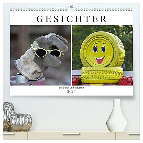 GESICHTER aus Natur und Industrie (hochwertiger Premium Wandkalender 2024 DIN A2 quer), Kunstdruck in Hochglanz, Schnellewelten