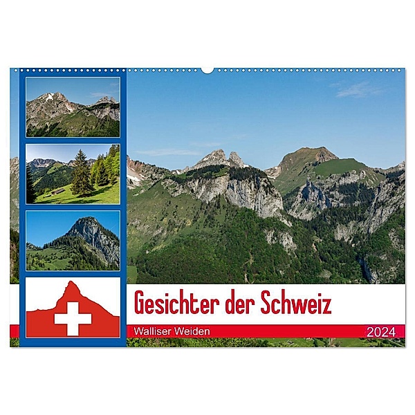 Gesichter der Schweiz - Walliser Weiden (Wandkalender 2024 DIN A2 quer), CALVENDO Monatskalender, Alain Gaymard