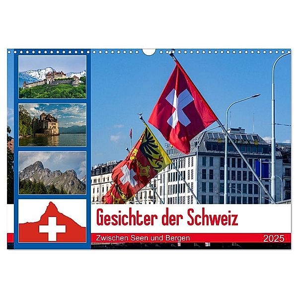 Gesichter der Schweiz, Zwischen Seen und Bergen (Wandkalender 2025 DIN A3 quer), CALVENDO Monatskalender, Calvendo, Alain Gaymard